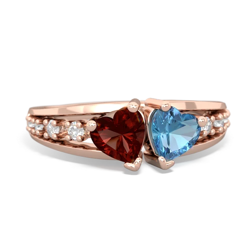 garnet-blue topaz modern ring