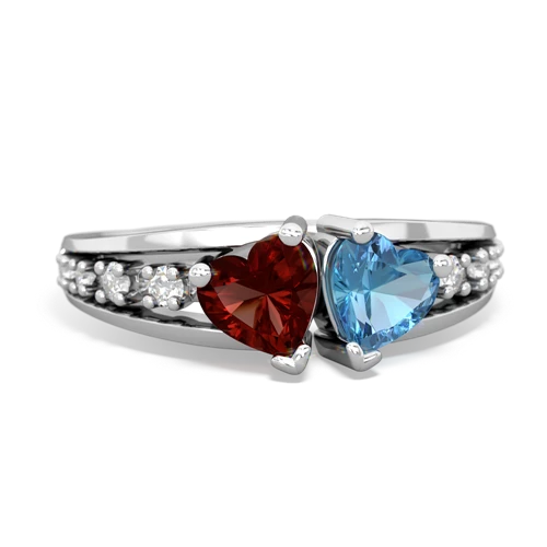 garnet-blue topaz modern ring