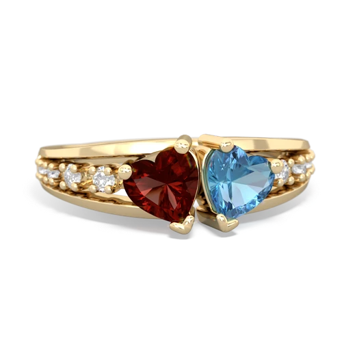 garnet-blue topaz modern ring