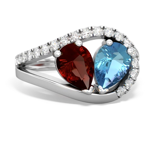 garnet-blue topaz pave heart ring