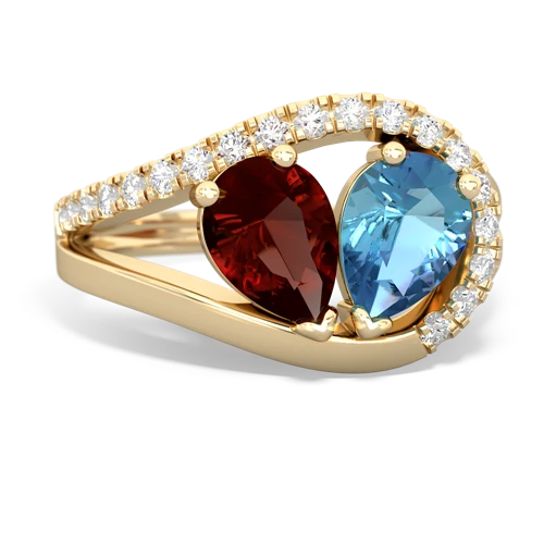 garnet-blue topaz pave heart ring