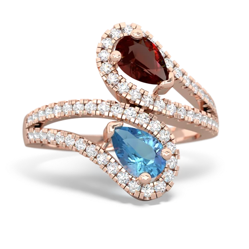 Garnet Genuine Garnet with Genuine Swiss Blue Topaz Diamond Dazzler ring Ring