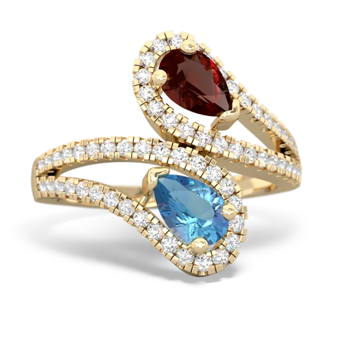 garnet-blue topaz pave swirls ring