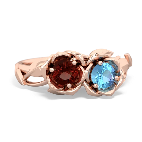 garnet-blue topaz roses ring