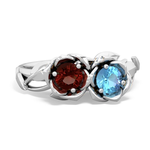 garnet-blue topaz roses ring