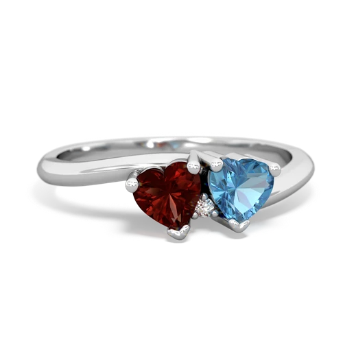 Garnet Genuine Garnet with Genuine Swiss Blue Topaz Sweetheart's Promise ring Ring