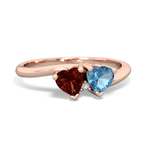 garnet-blue topaz sweethearts promise ring