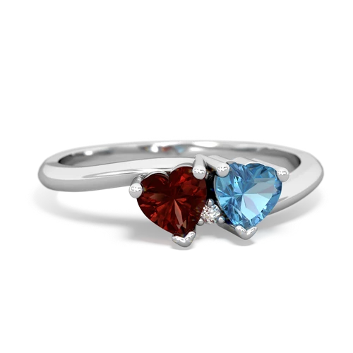 garnet-blue topaz sweethearts promise ring