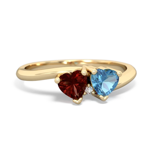 garnet-blue topaz sweethearts promise ring