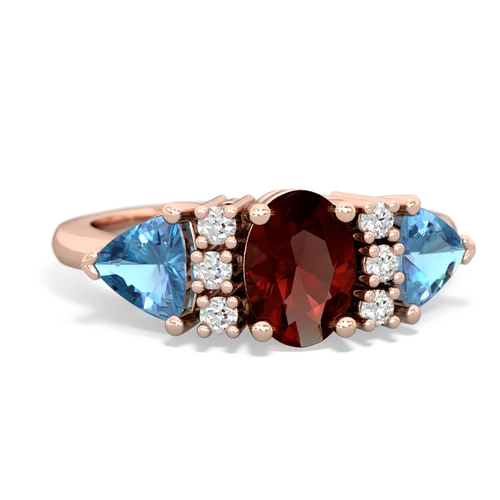 Garnet Genuine Garnet with Genuine Swiss Blue Topaz and Genuine Opal Antique Style Three Stone ring Ring