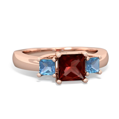 Garnet Genuine Garnet with Genuine Swiss Blue Topaz and Genuine Opal Three Stone Trellis ring Ring