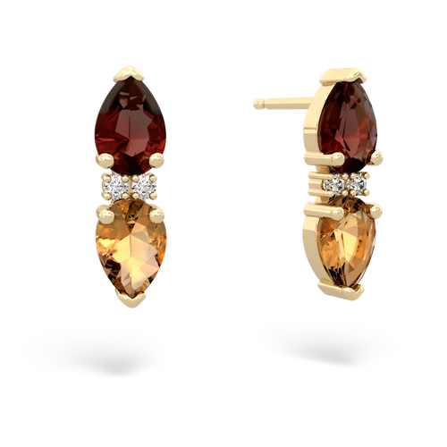 garnet-citrine bowtie earrings