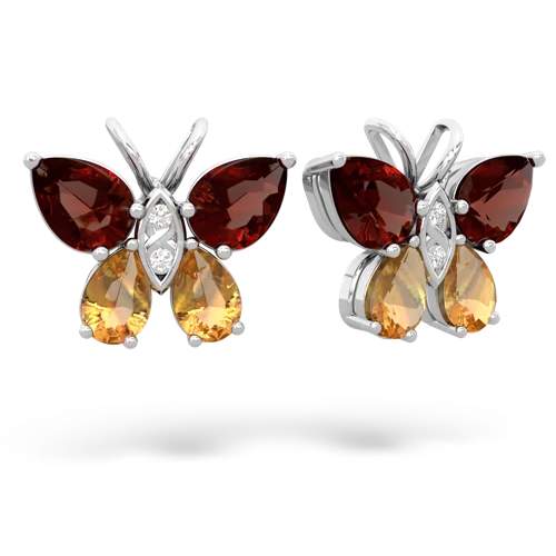 garnet-citrine butterfly earrings