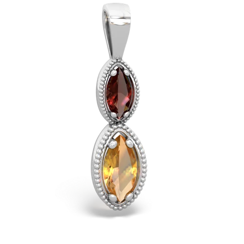 garnet-citrine antique milgrain pendant