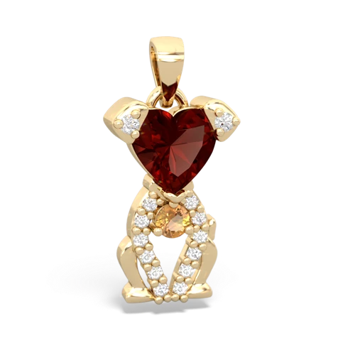 garnet-citrine birthstone puppy pendant