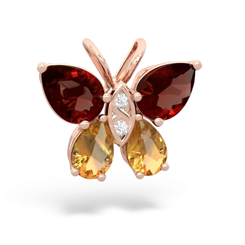garnet-citrine butterfly pendant