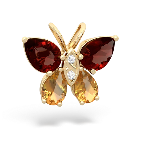 garnet-citrine butterfly pendant