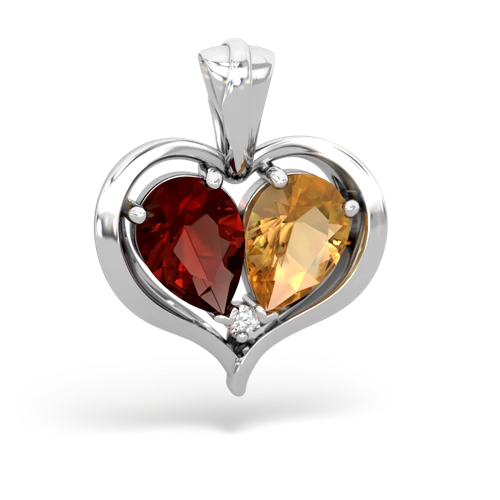 garnet-citrine half heart whole pendant