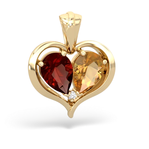 garnet-citrine half heart whole pendant