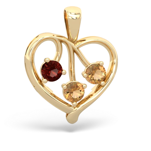 garnet-citrine love heart pendant