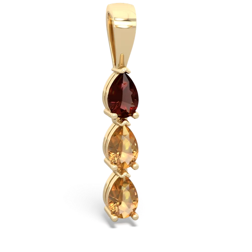 Garnet Genuine Garnet with Genuine Citrine and Lab Created Ruby Three Stone pendant Pendant