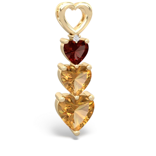 Garnet Genuine Garnet with Genuine Citrine and Lab Created Ruby Past Present Future pendant Pendant