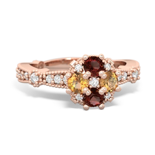 garnet-citrine art deco engagement ring