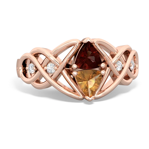 garnet-citrine celtic knot ring