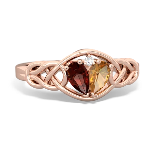 garnet-citrine celtic knot ring