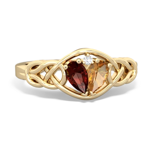 garnet-citrine celtic knot ring