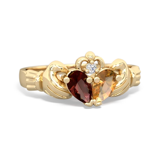 garnet-citrine claddagh ring