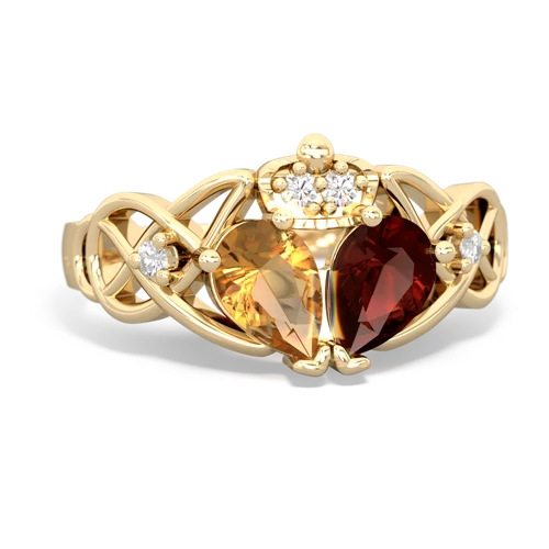 garnet-citrine claddagh ring