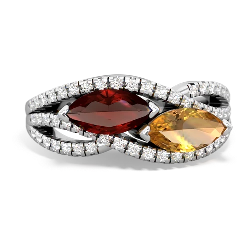 garnet-citrine double heart ring