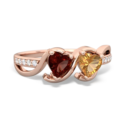 garnet-citrine double heart ring