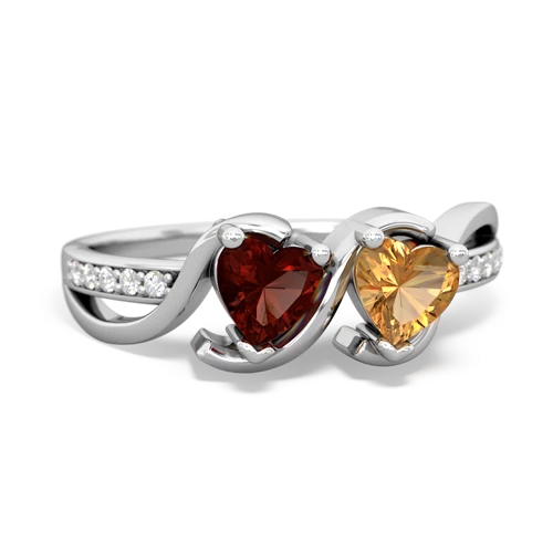 garnet-citrine double heart ring