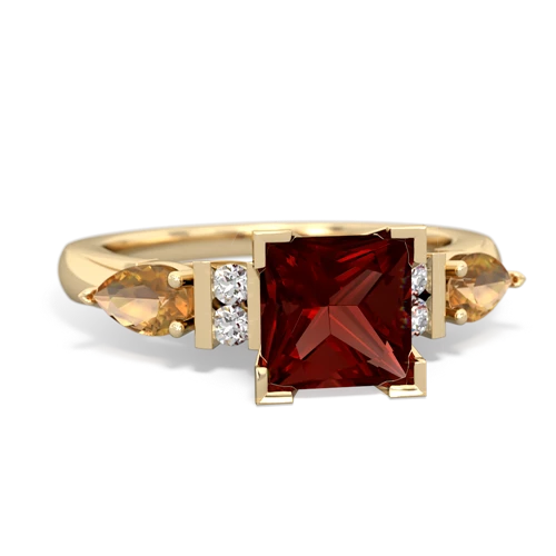 Genuine Garnet with Genuine Citrine and Lab Created Emerald Engagement ring