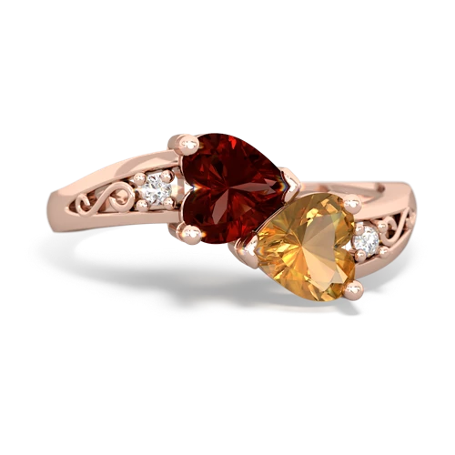 garnet-citrine filligree ring