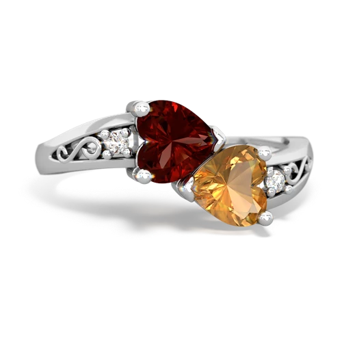 garnet-citrine filligree ring