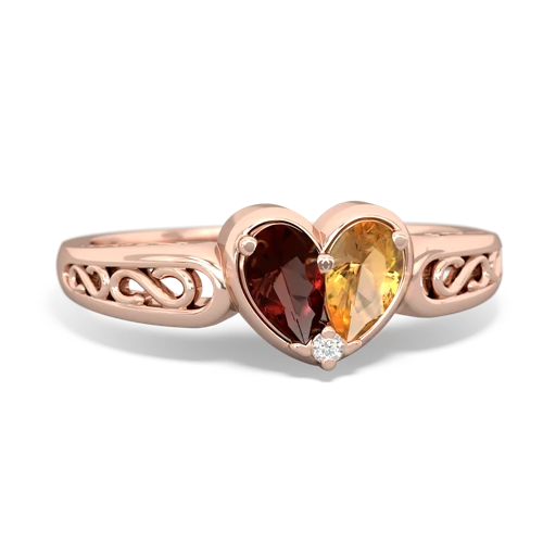 garnet-citrine filligree ring