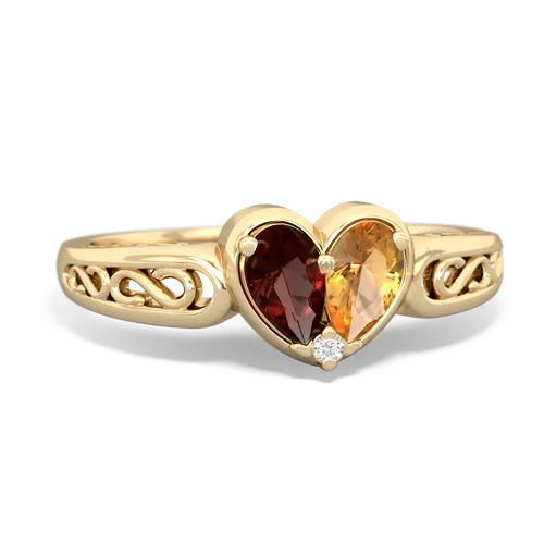 garnet-citrine filligree ring