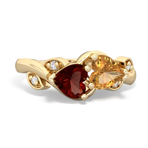 garnet-citrine floral keepsake ring