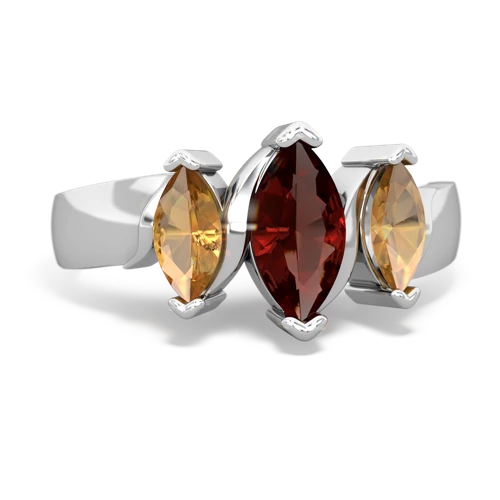 Garnet Genuine Garnet with Genuine Citrine and Lab Created Ruby Three Peeks ring Ring