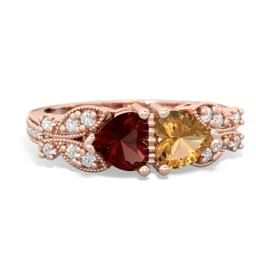 garnet-citrine keepsake butterfly ring