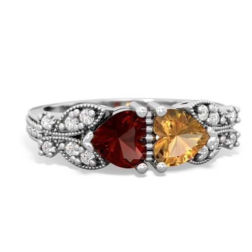 garnet-citrine keepsake butterfly ring