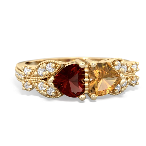 garnet-citrine keepsake butterfly ring