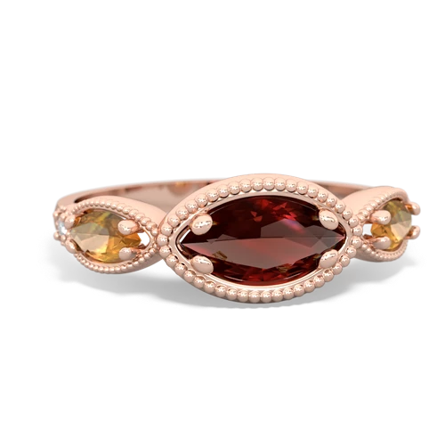 garnet-citrine milgrain marquise ring