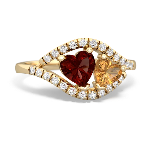 garnet-citrine mother child ring