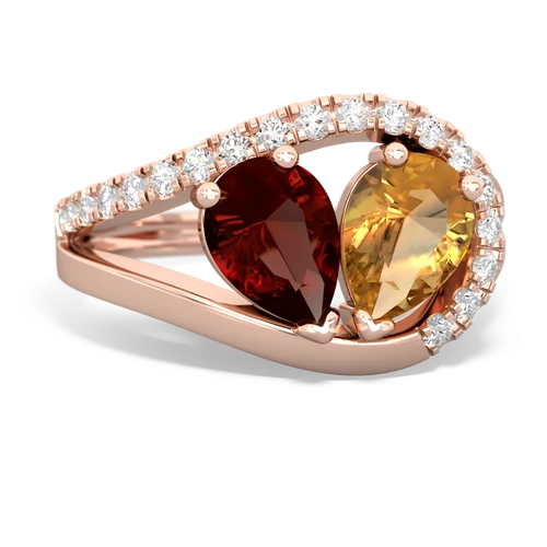 garnet-citrine pave heart ring