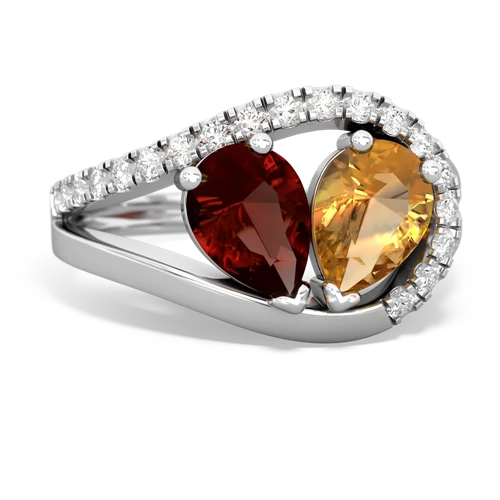 garnet-citrine pave heart ring