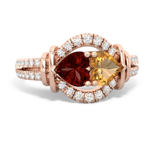 garnet-citrine pave keepsake ring